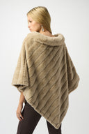 Joseph Ribkoff Champagne Faux Fur Textured Stripe Poncho Style 253932