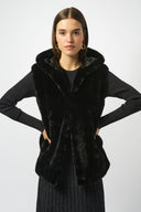 Joseph Ribkoff Vanilla Faux Fur Textured Stripe Vest Style 253933