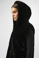 Joseph Ribkoff Vanilla Faux Fur Textured Stripe Vest Style 253933