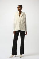Joseph Ribkoff Vanilla Faux Fur Textured Stripe Vest Style 253933.