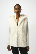Joseph Ribkoff Vanilla Faux Fur Textured Stripe Vest Style 253933