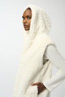 Joseph Ribkoff Vanilla Faux Fur Textured Stripe Vest Style 253933