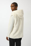Joseph Ribkoff Vanilla Faux Fur Textured Stripe Vest Style 253933