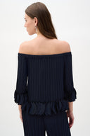 Joseph Ribkoff Georgette Off Shoulder Pleated Top Style 253939