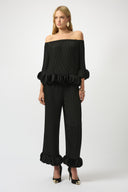 Joseph Ribkoff Georgette Wide Leg Pleated Pants Style 253940