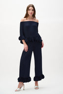 Joseph Ribkoff Georgette Wide Leg Pleated Pants Style 253940