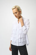 Joseph Ribkoff Optic White Ruffled Blouse Style 253944