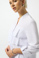 Joseph Ribkoff Optic White Ruffled Blouse Style 253944