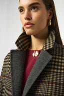 Joseph Ribkoff Camel/Multi Plaid Double-Faced Coat Style 253946