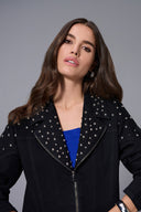 Joseph Ribkoff Black Stretch Denim Jacket With Stud Detailing Style 253947