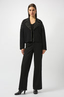 Joseph Ribkoff Black Stretch Denim Jacket With Stud Detailing Style 253947