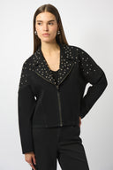 Joseph Ribkoff Black Stretch Denim Jacket With Stud Detailing Style 253947.