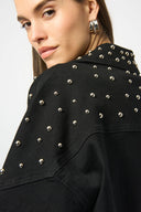 Joseph Ribkoff Black Stretch Denim Jacket With Stud Detailing Style 253947