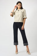 Joseph Ribkoff Ink Crop Stretch Jeans with Turned Hem Style 253953