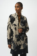 Joseph Ribkoff Champagne/Black Abstract Print Long Cardigan Style 253956