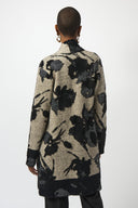 Joseph Ribkoff Champagne/Black Abstract Print Long Cardigan Style 253956