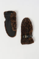 Joseph Ribkoff Animal Print Faux Fur Gloves with Embellishments Style 253977X