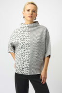 Joseph Ribkoff Jacquard Knit Mixed Print Boxy Sweater Style 253981.
