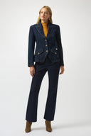 Joseph Ribkoff Stretch Denim Fitted Blazer with Gold Buttons Style 253982
