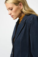 Joseph Ribkoff Stretch Denim Fitted Blazer with Gold Buttons Style 253982