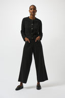 Joseph Ribkoff Black Crew Neck Button-Front Jacket Style 253983