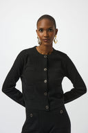 Joseph Ribkoff Black Crew Neck Button-Front Jacket Style 253983