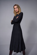 Joseph Ribkoff Black Knit Fit and Flare Crew Neck Dress Style 253987