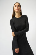 Joseph Ribkoff Black Knit Fit and Flare Crew Neck Dress Style 253987