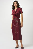 Joseph Ribkoff Merlot Leatherette Long Pencil Skirt Style 253991.