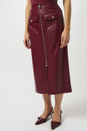 Joseph Ribkoff Merlot Leatherette Long Pencil Skirt Style 253991