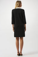 Joseph Ribkoff Black/Vanilla Dress with Shirt Collar and Pockets Style 253995