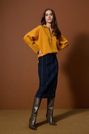 Joseph Ribkoff Stretch Denim Panelled Pencil Skirt Style 253996