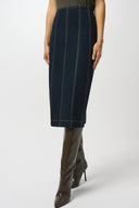 Joseph Ribkoff Stretch Denim Panelled Pencil Skirt Style 253996