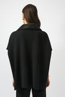 Joseph Ribkoff Faux Leather Trimmed Poncho Sleeve Jacket Style 253998