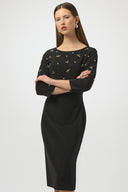 Joseph Ribkoff Black Embellished Sheath Dress Style 254007