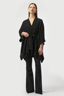 Joseph Ribkoff Sequined Bouclé Knit Belted Poncho Style 254009