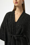 Joseph Ribkoff Sequined Bouclé Knit Belted Poncho Style 254009