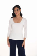 Frank Lyman Square Neck 3/4 Sleeve Top Style 254019