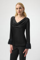 Joseph Ribkoff Satin Cowl Neck Top Style 254020