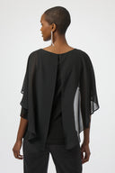 Joseph Ribkoff Black Chiffon and Silky Knit Cape Top Style 254021