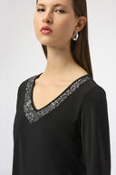 Joseph Ribkoff Straight Top With Sequins Detail Style 254025