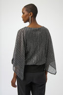 Joseph Ribkoff Sequined Pleated Knit Layered Top Style 254026