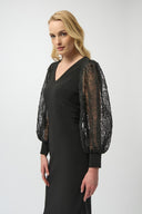 Joseph Ribkoff Sheath Dress with Mesh Sleeves Style 254052