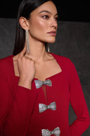 Joseph Ribkoff Sheath Dress With Rhinestone Bows Style 254053