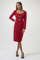 Joseph Ribkoff Sheath Dress With Rhinestone Bows Style 254053