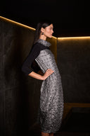 Joseph Ribkoff Foiled Jacquard & Silky Knit Cocoon Dress Style 254057