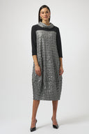Joseph Ribkoff Foiled Jacquard & Silky Knit Cocoon Dress Style 254057