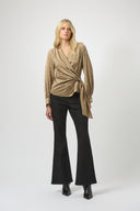 Joseph Ribkoff Satin Animal Print Wrap Top Style 254060