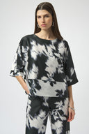 Joseph Ribkoff Satin Floral Print Boxy Top Style 254063