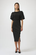 Joseph Ribkoff Black Top With Rosette Embroidered Sleeves Style 254064
